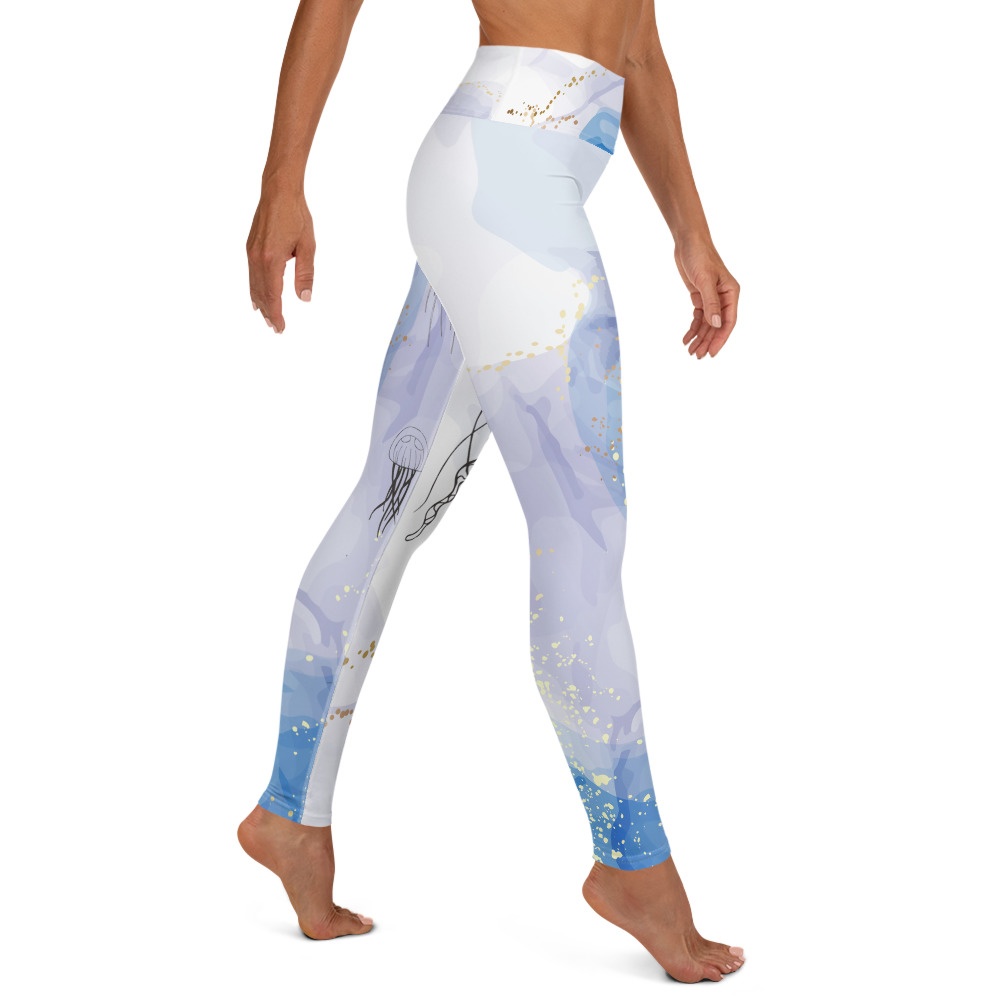 Yoga Capri Leggings - Blue and Violet Jellyfishes – Jelly Kvlt